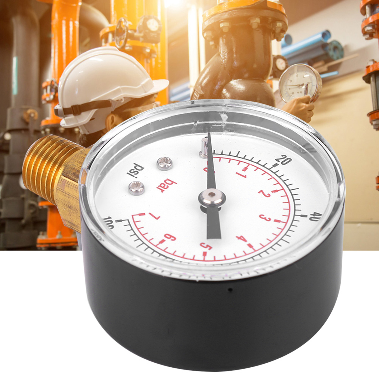 Manometer 50 Mm Mit 1/4 Bspt Messinggewinde Für Kraftstoff, Luft, Öl, Gas, Wasser (0-100 Psi 0-7 Bar)