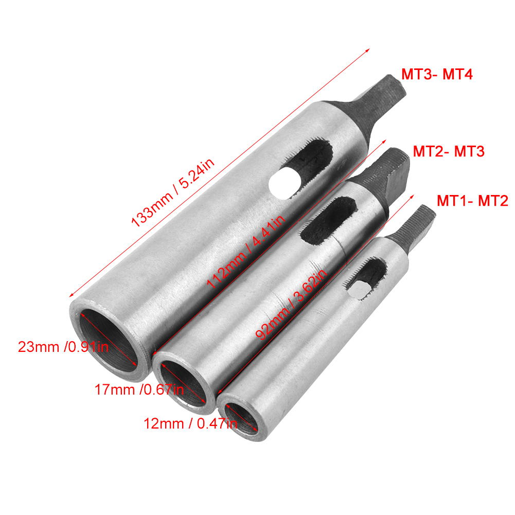 3-teiliges Set Mt1-mt2-mt2-mt3-mt3-mt4 Kegeladapter-reduzierhülse Für Bohrfutter Mt1-mt2-mt2-mt3-mt3-mt4