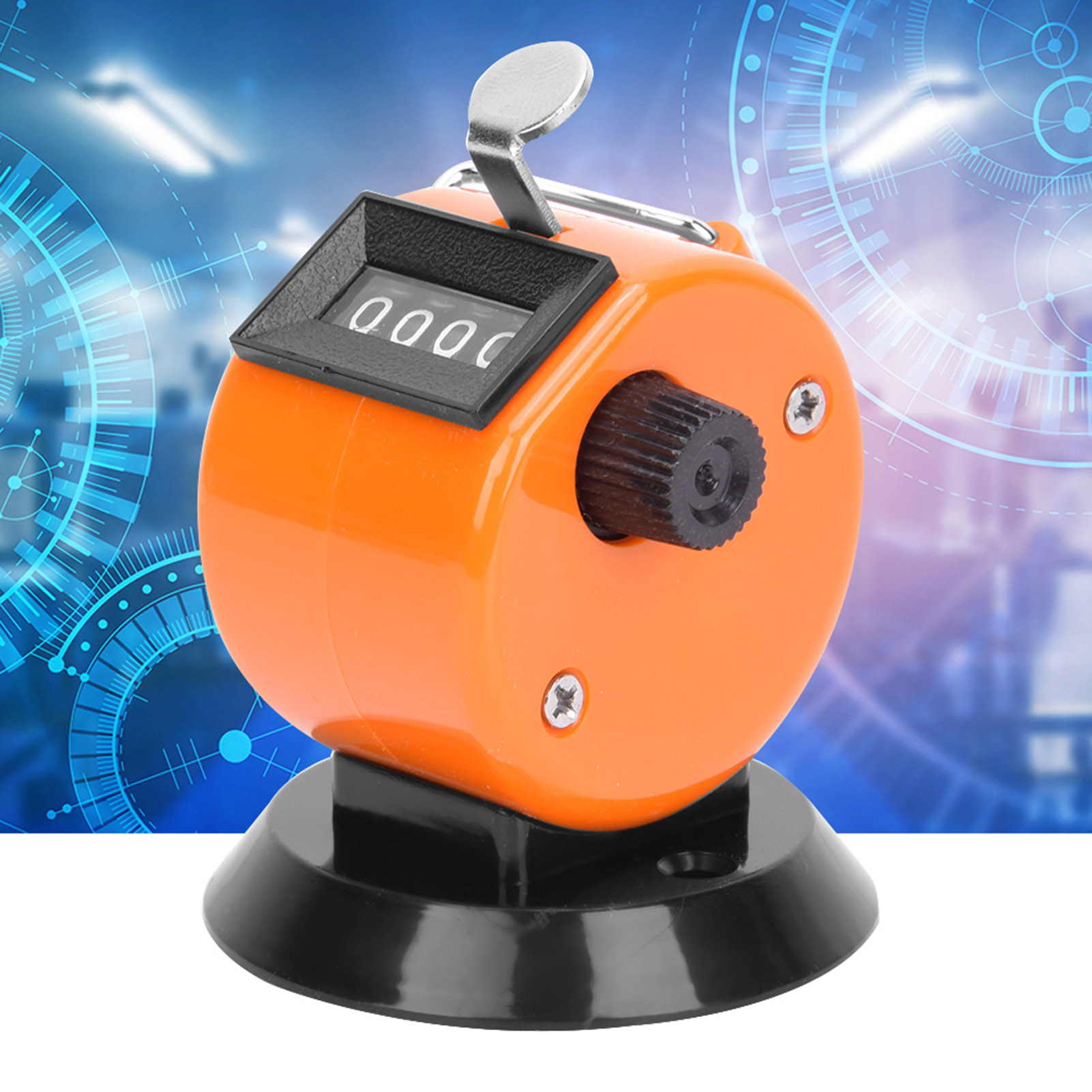 Berm Handzähler, 4-stellig, Gehäuse Aus Abs-kunststoff, Mechanischer Handzähler Mit Hakenständer, Orange