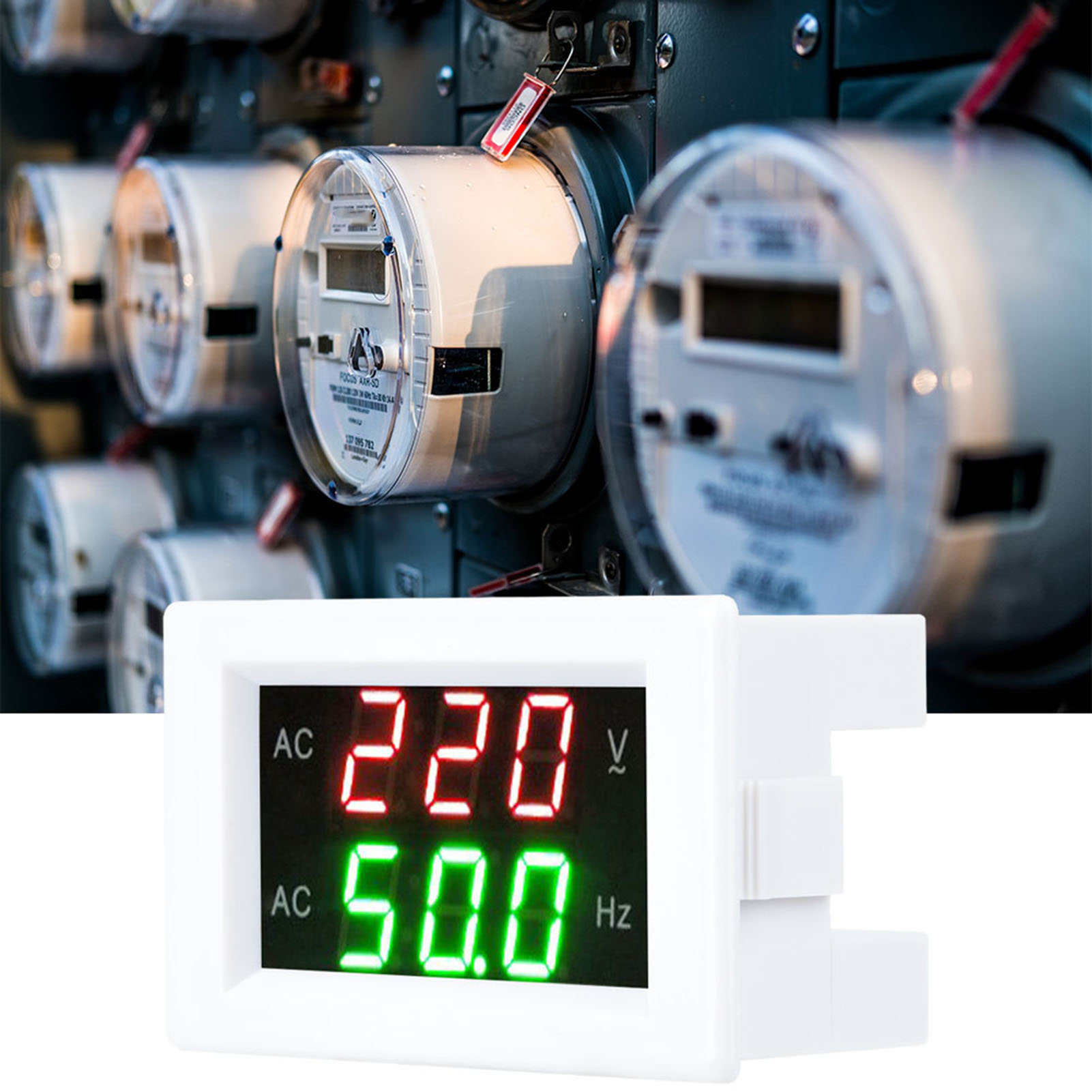 Digitales Wechselstrom-voltmeter Mit Dual-display-led, Frequenzmesser-tester Für Generatoren (weiß)