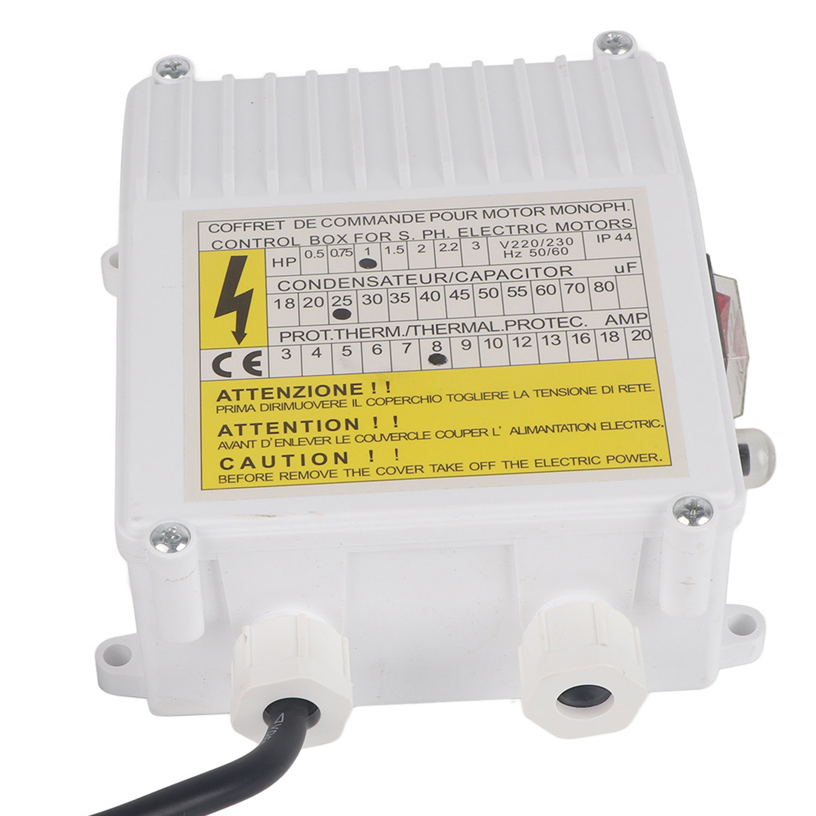 Pumpensteuergerät Mit Integriertem Thermoschutzschalter Für Tiefbrunnen- Und Hauswasserpumpen (0,75 Kw, 1 Ps, 40 Μf, 18 A, Eu-stecker, 220 V)