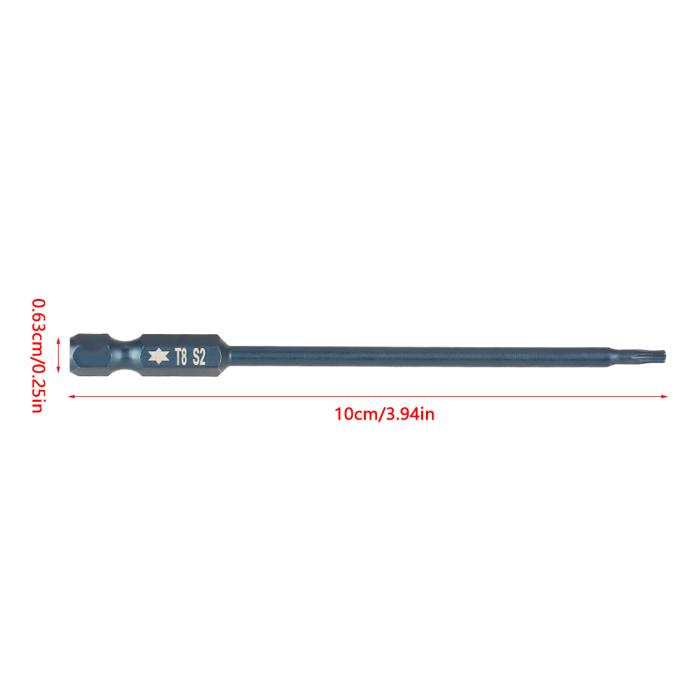10-teiliges Set Mit 100 Mm Langen 1/4"-sechskantschraubendreherbits Mit Magnetischem T8-sternkopf