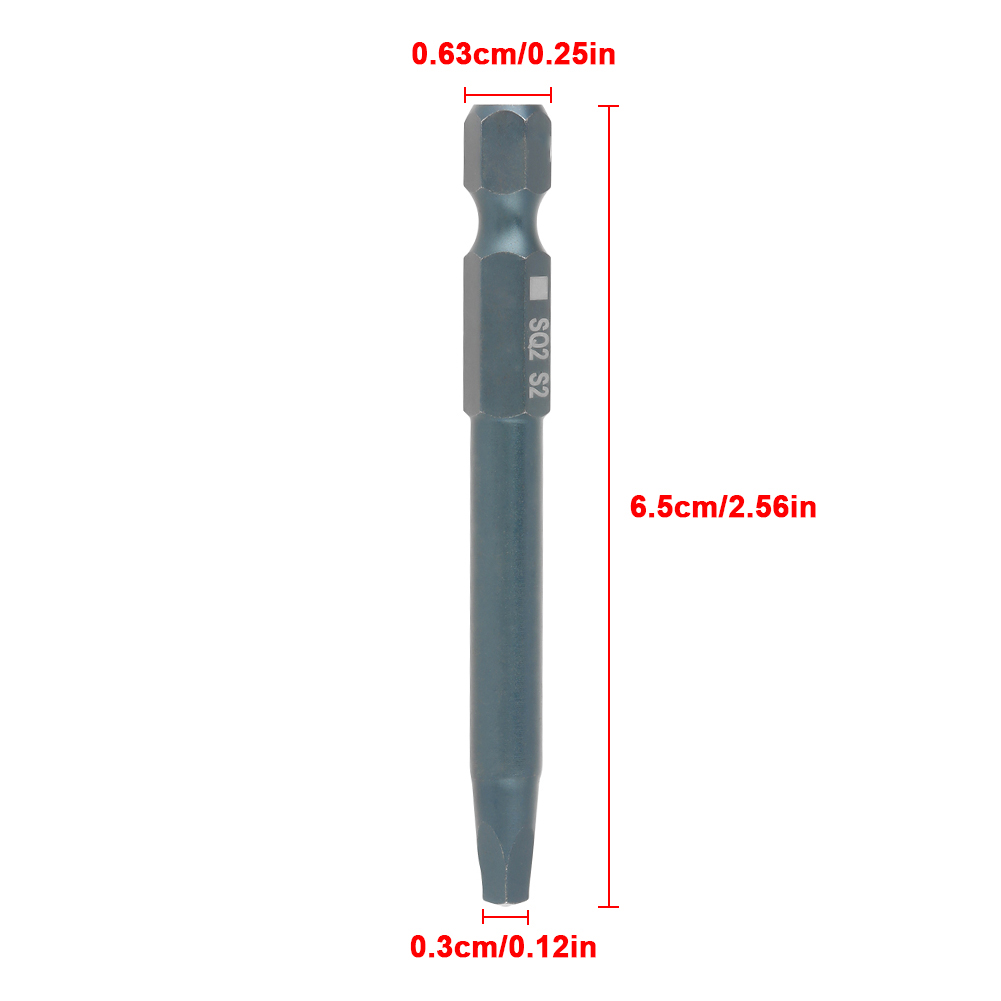 10-teiliges Set Mit 6,3 Mm 1/4 Zoll Sechskantschaft Und 65 Mm Langen Vierkantkopf-schraubendreherbits Aus S2-legierungsstahl