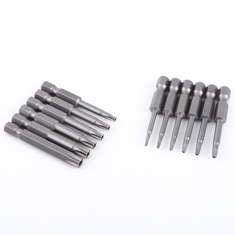 12-teiliges Magnetisches Phillips-schraubendreherbit-set Aus S2-stahl, 1/4 Zoll (50 Mm) Schaft, Größen T5-t40