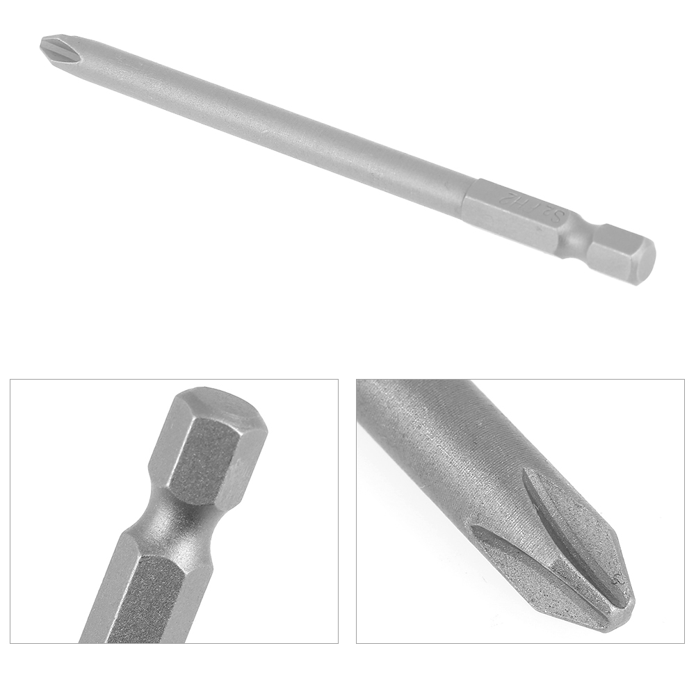 9-teiliges Kreuzschlitzschraubendreher-bit-set Aus S2-stahl (ph1/ph2), 1/4-zoll-sechskantschaft, 100 Mm