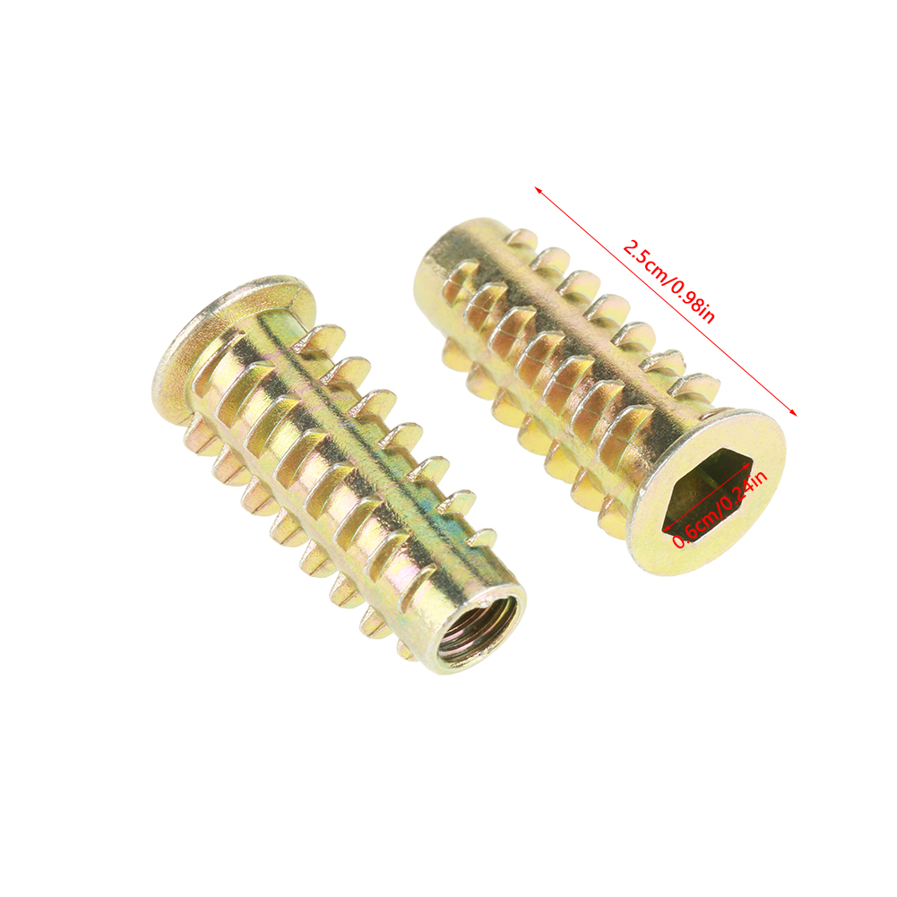 20 Stück M625mm Sechskant-möbelmuttern Aus Zinklegierung Mit Gewinde Für Holzeinsätze