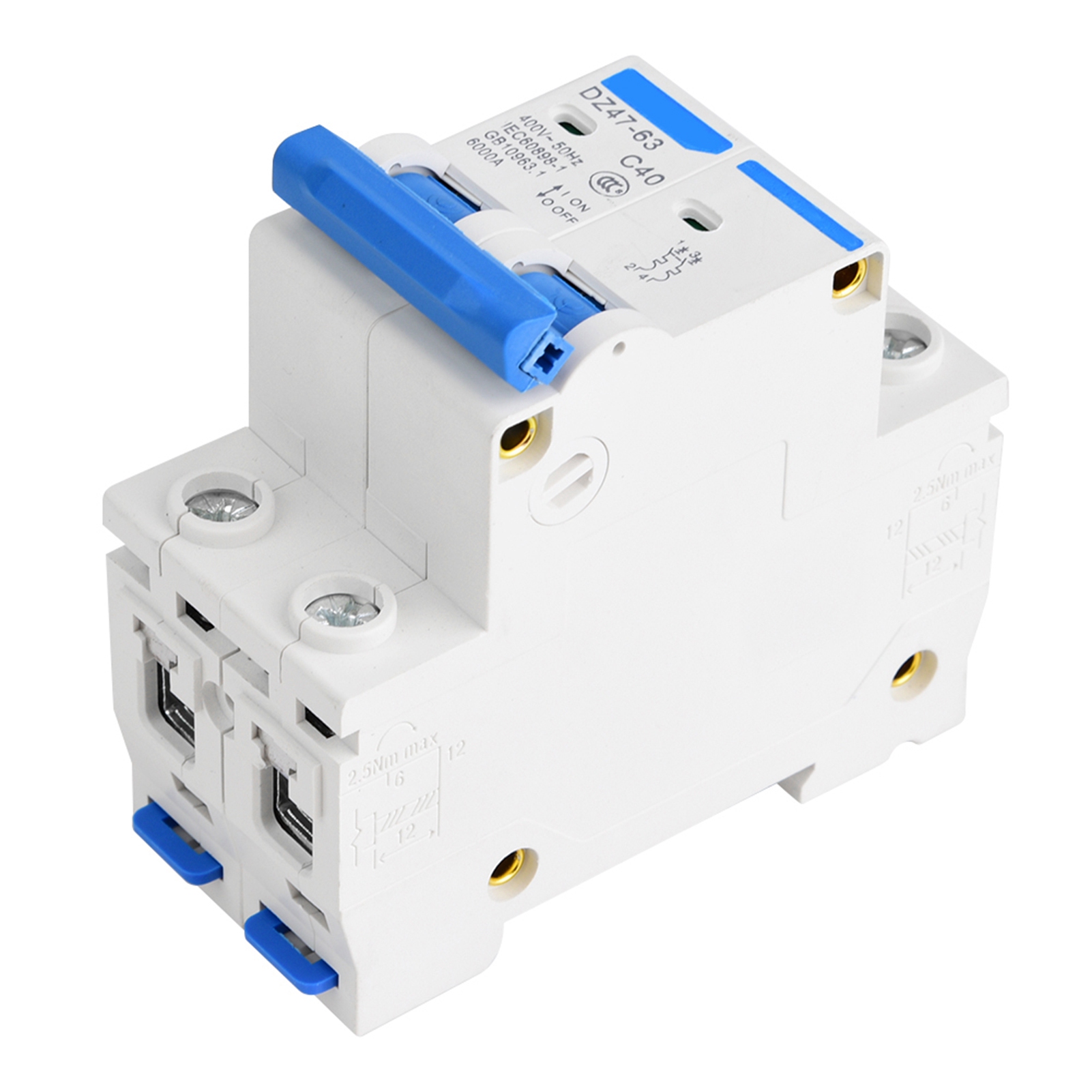 Dz47-63 2p Miniatur-leistungsschalter Mit Ableitstromschutz, Luftleistungsschalter 400 Vac (40 A)