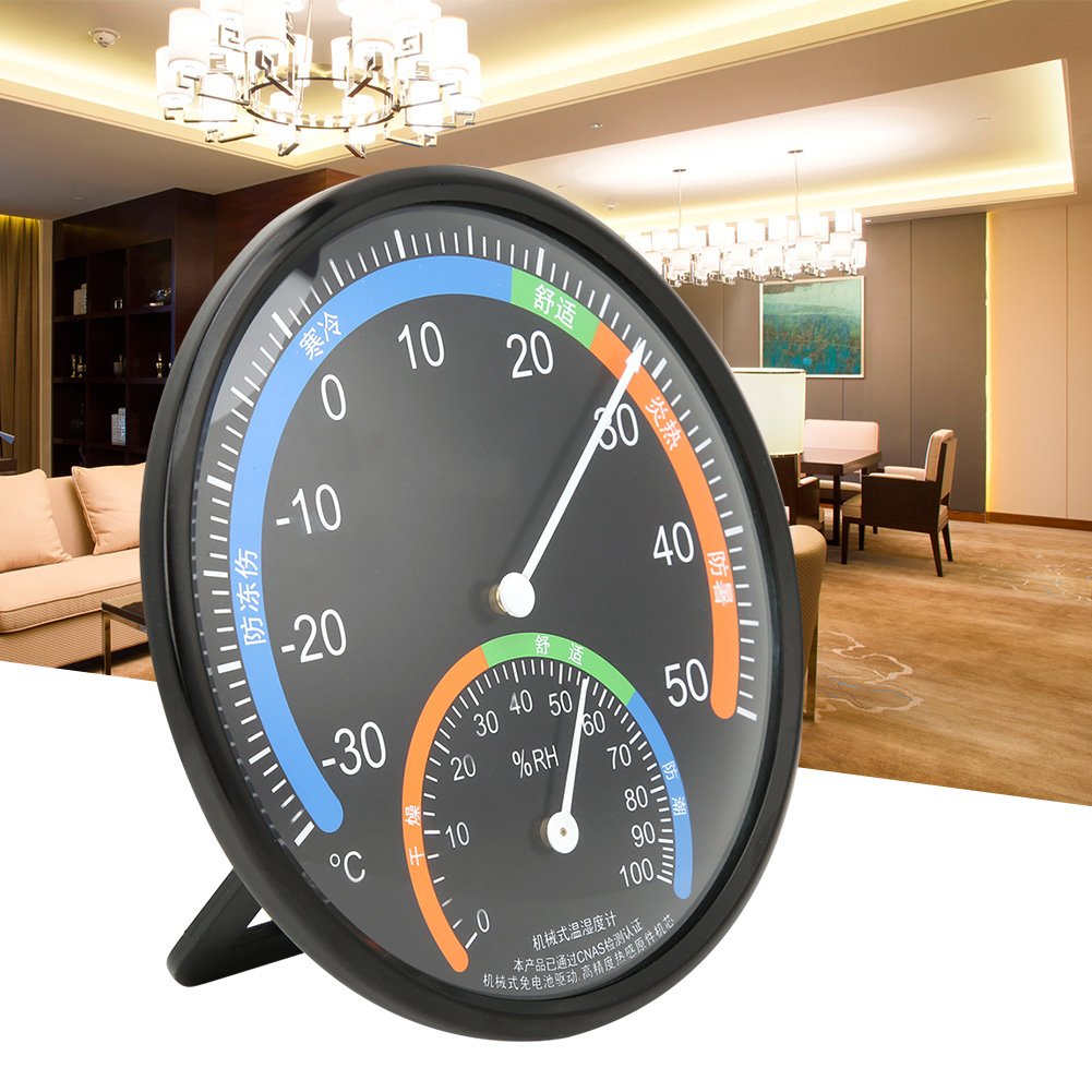 Haushaltsthermometer/hygrometer Für Den Innen- Und Außenbereich, Rund, Mit Zeiger, Temperatur- Und Feuchtigkeitsanzeige, Th101, Schwarz