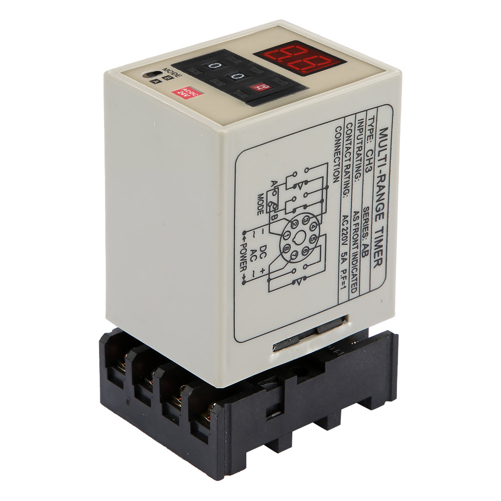 Ah3-dm Doppelfunktions-verzögerungsrelais 0,01s-99h Led-anzeige (ac/dc 24v)