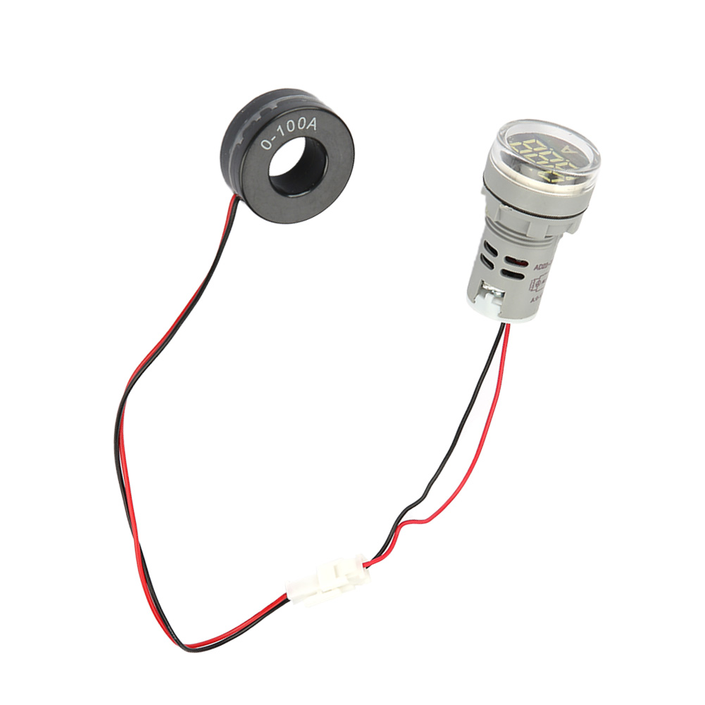 Digitales Amperemeter 0-100a Wechselstrommesser Mit Runder Led-anzeige (weiß)