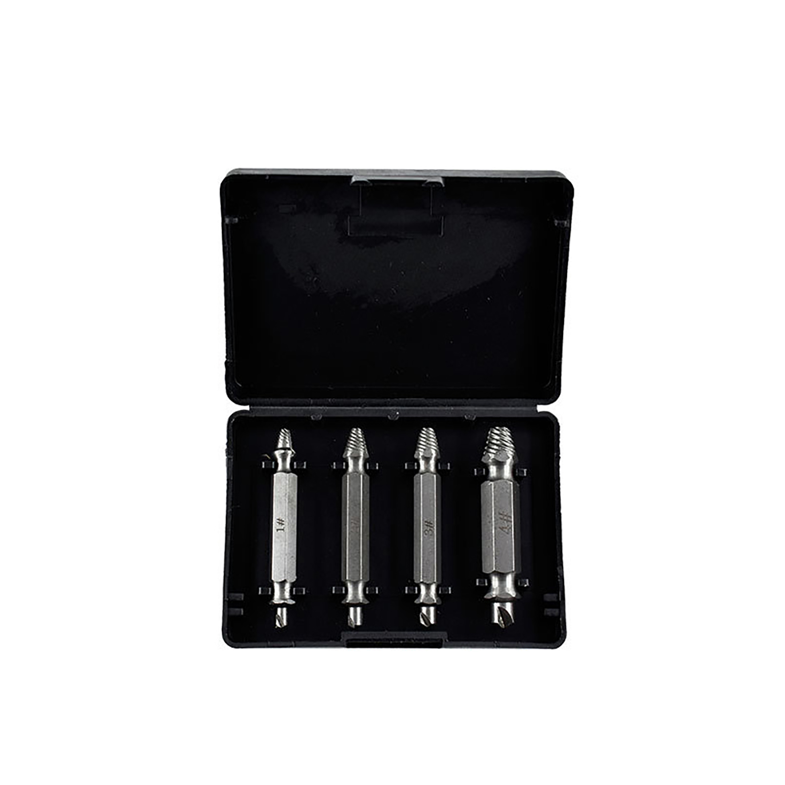 Schraubenausdreher-set Aus Hss-stahl, Bestehend Aus 4 Doppelseitigen Schraubenausdrehern, Silberfarben
