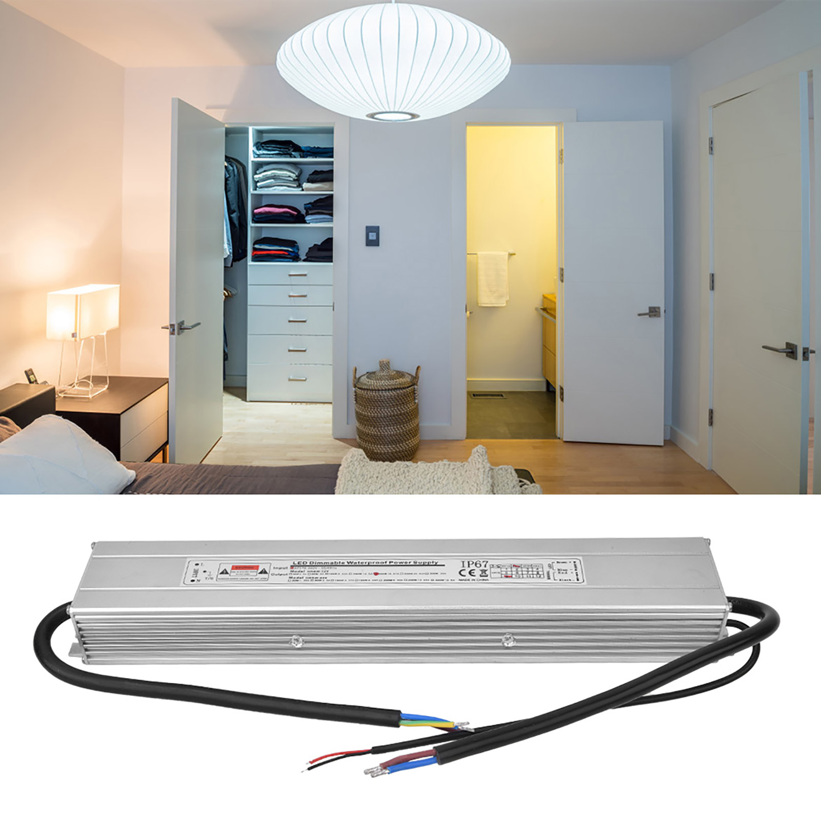 2-in-1 Led-netzteil, Wasserdicht, Scr/0-10v, Dimmbar, Ac 170260v (50/60hz), Eingang 12v, Ausgang 16,67a, 200w
