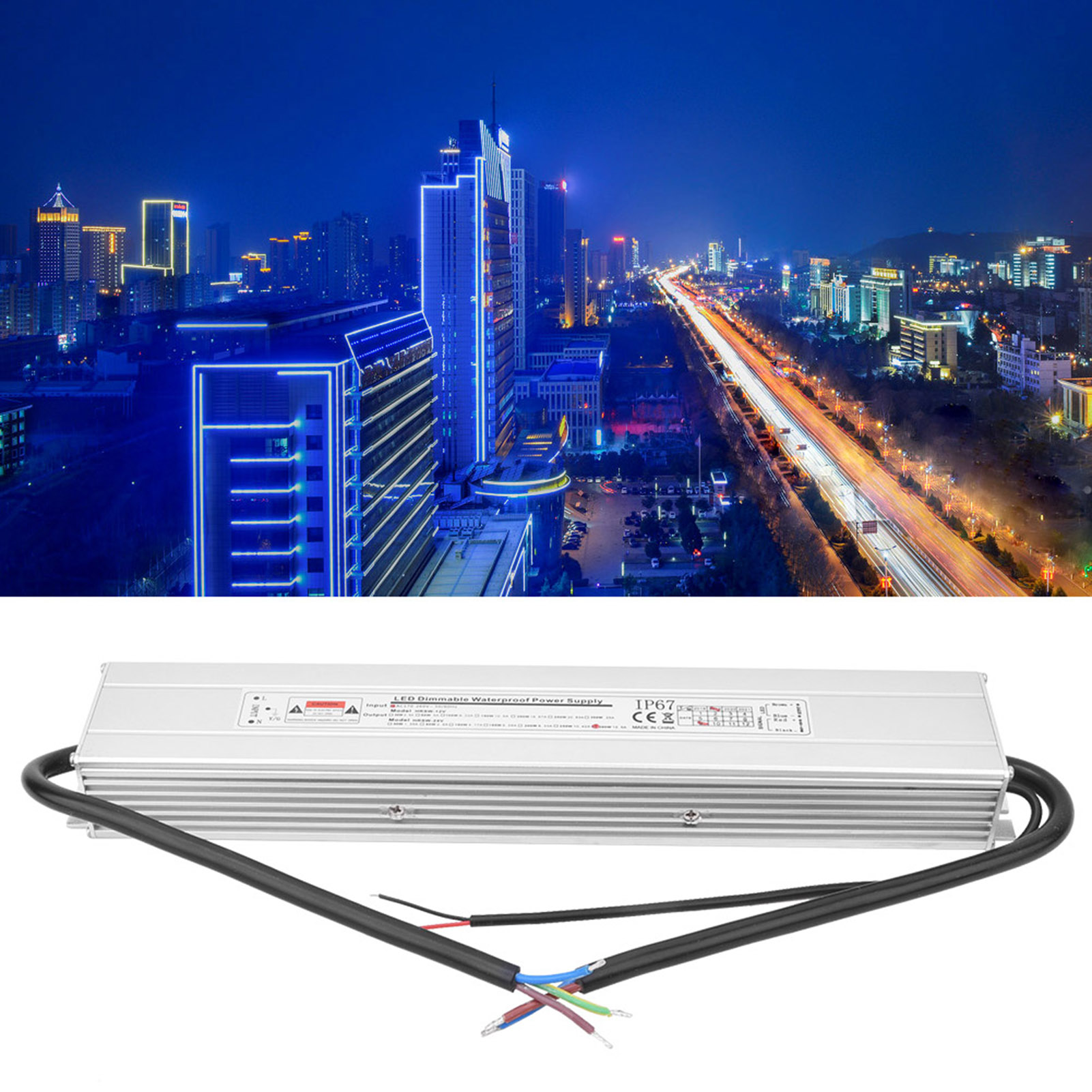 2-in-1 Led-netzteil, Wasserdicht, Dimmbar, Scr/0-10v, Eingang: Ac 170260v (50/60hz), Ausgang: Dc 24v 12,5a 300w