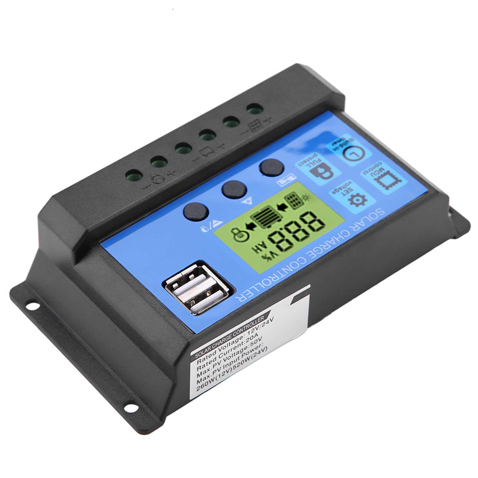 Pwm 12v 24v Dual-usb-solarpanel-laderegler Mit Lcd-display, 10a (yjss-10a)