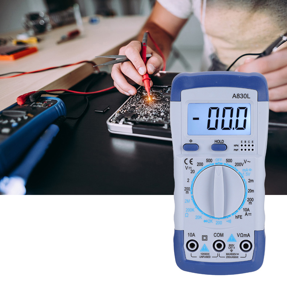 Multifunktionales Digitales Handmultimeter Mit Lcd-display, Ac- Und Dc-spannungsanzeige, Blau Und Weiß