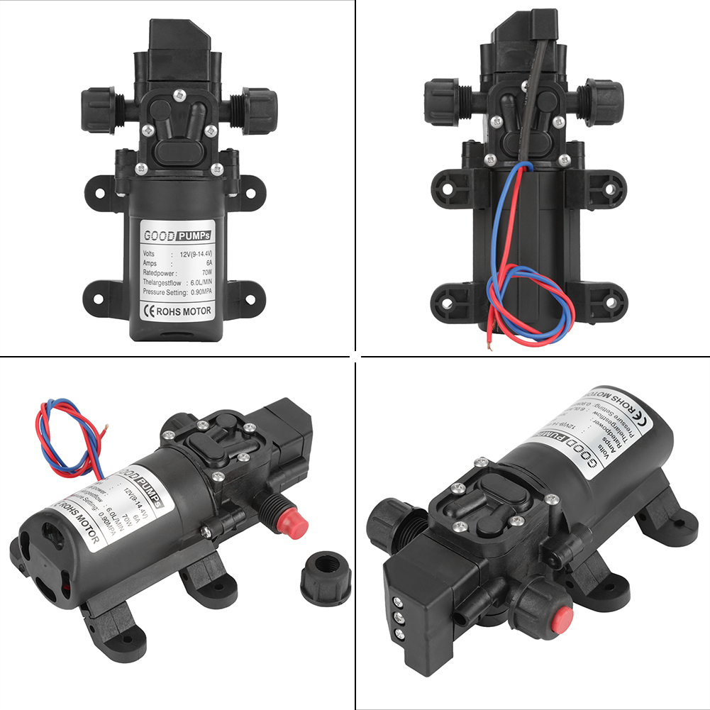 12 V Gleichstrom, 0,9 Mpa, 6 L/min, Hochdruck-membranpumpe, 70 W, Selbstansaugend