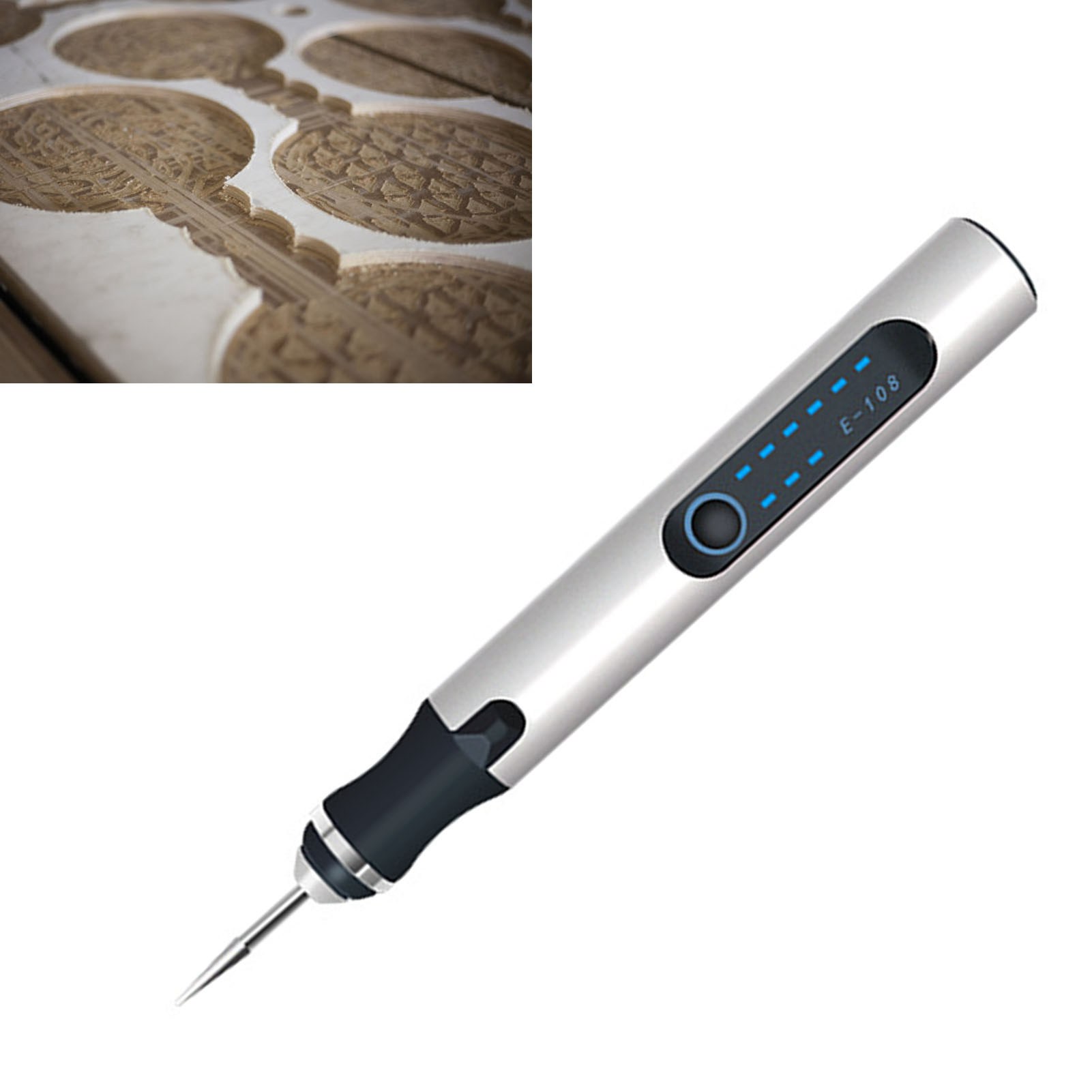 Elektrischer Gravierstift, Kabelloses, Wiederaufladbares Schleifset Für Nagelkunst, Silberfarbenes Gravur- Und Schleifset