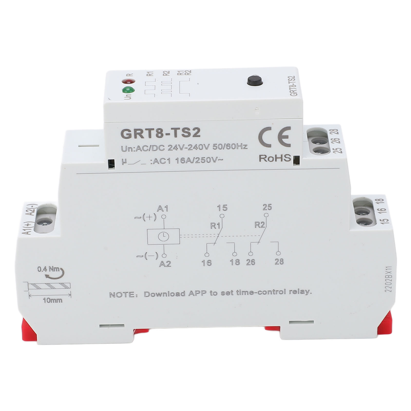 Zeitrelais, Flammhemmend Beschichtetes Abs-gehäuse, Hilfsrelais Mit Led-anzeige Für Ac/dc 24–240 V-stromkreise