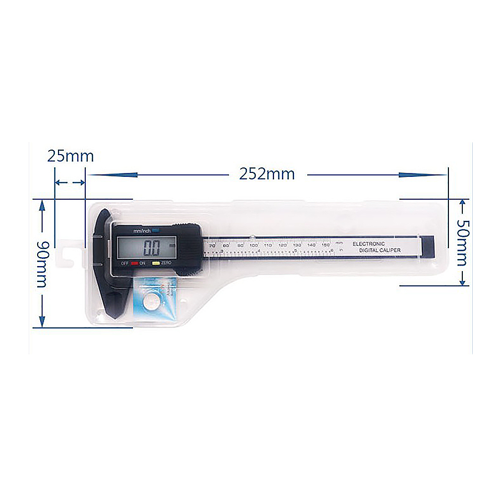 Digitaler Messschieber 0–6 Zoll/0–150 Mm Mit Konverter Und Großem Lcd-display, Elektronischer Kunststoff-messschieber, Messwerkzeug