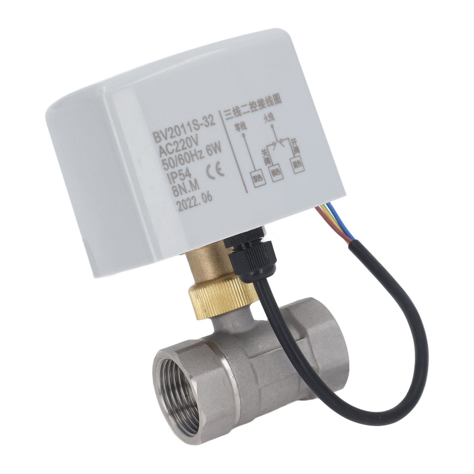 Motorisiertes Edelstahl-kugelventil, Elektrischer Stellantrieb, 3-wege-steuerung, 2 Anschlüsse, Dn25, 2, Ac220v