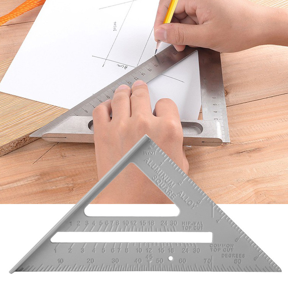 7-zoll-dreiecklineal Aus Aluminiumlegierung, Messwerkzeug Für Die Holzbearbeitung (45/90 Grad)