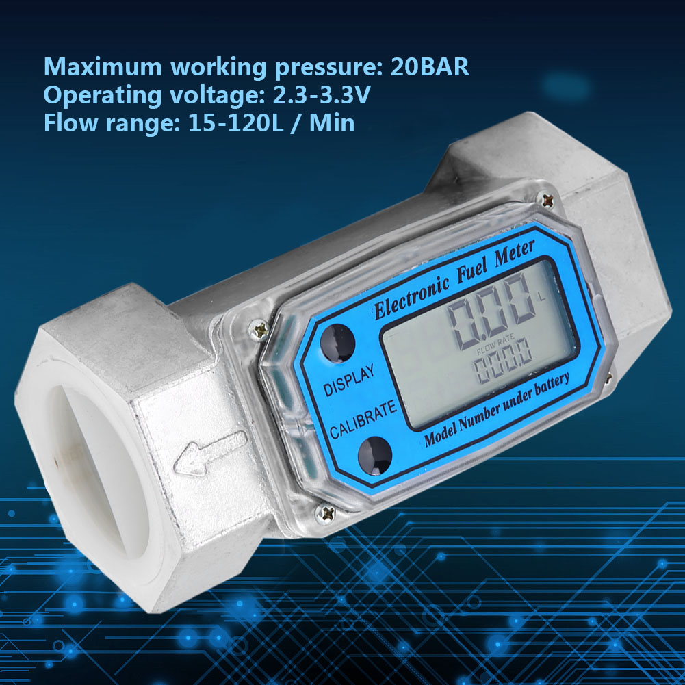 Digitaler Mini-turbinen-durchflussmesser Für Dieselkraftstoff, 15–120 L, 1,5" Npt, Blau