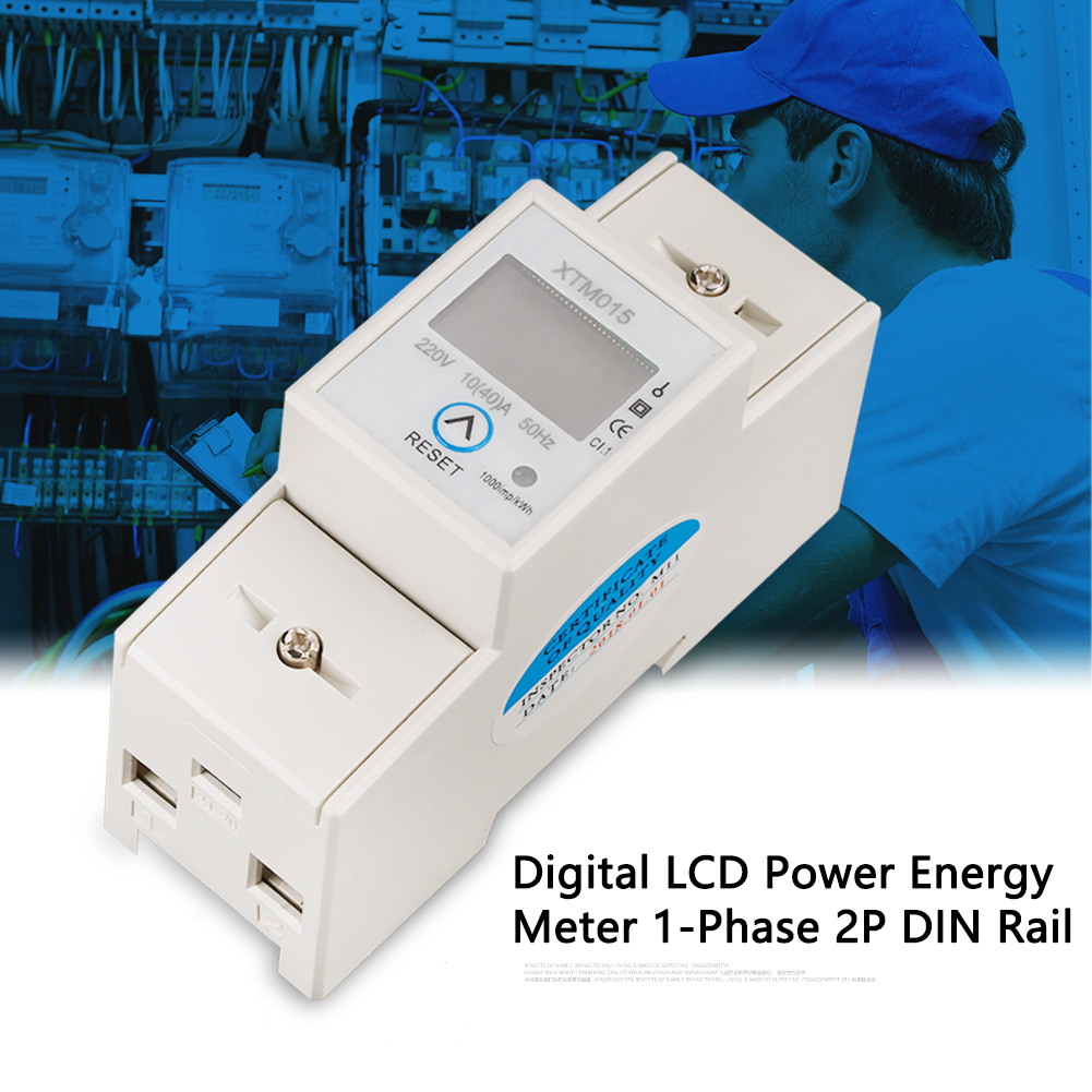 220 V 10(40) A Digitaler 1-phasiger 2-leiter-2-poliger Din-schienen-stromzähler, Elektronischer Kwh-zähler