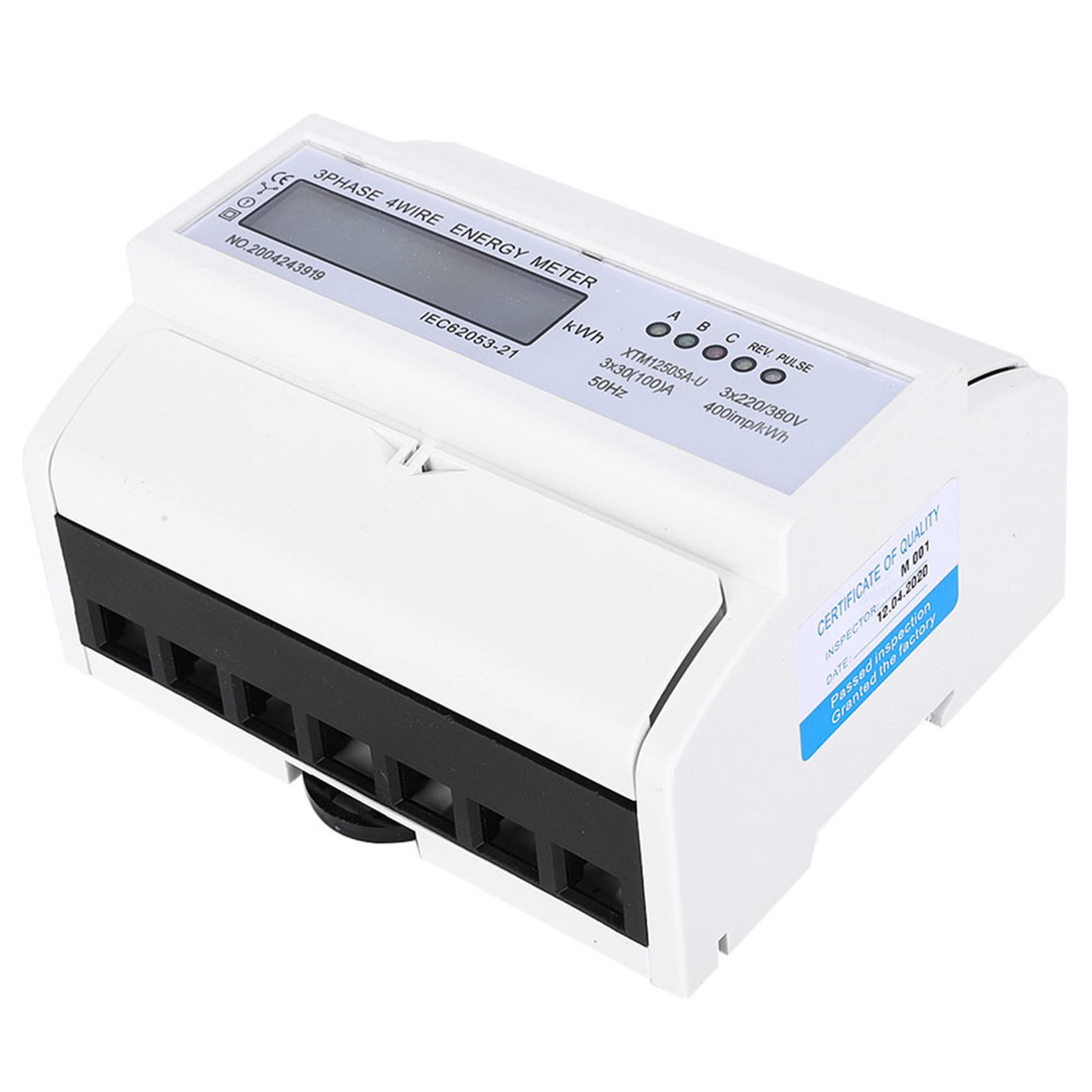 Digitaler 3-phasen-4-leiter-7-poliger Din-schienen-stromzähler, Elektronischer Kwh-zähler (30(100)a)