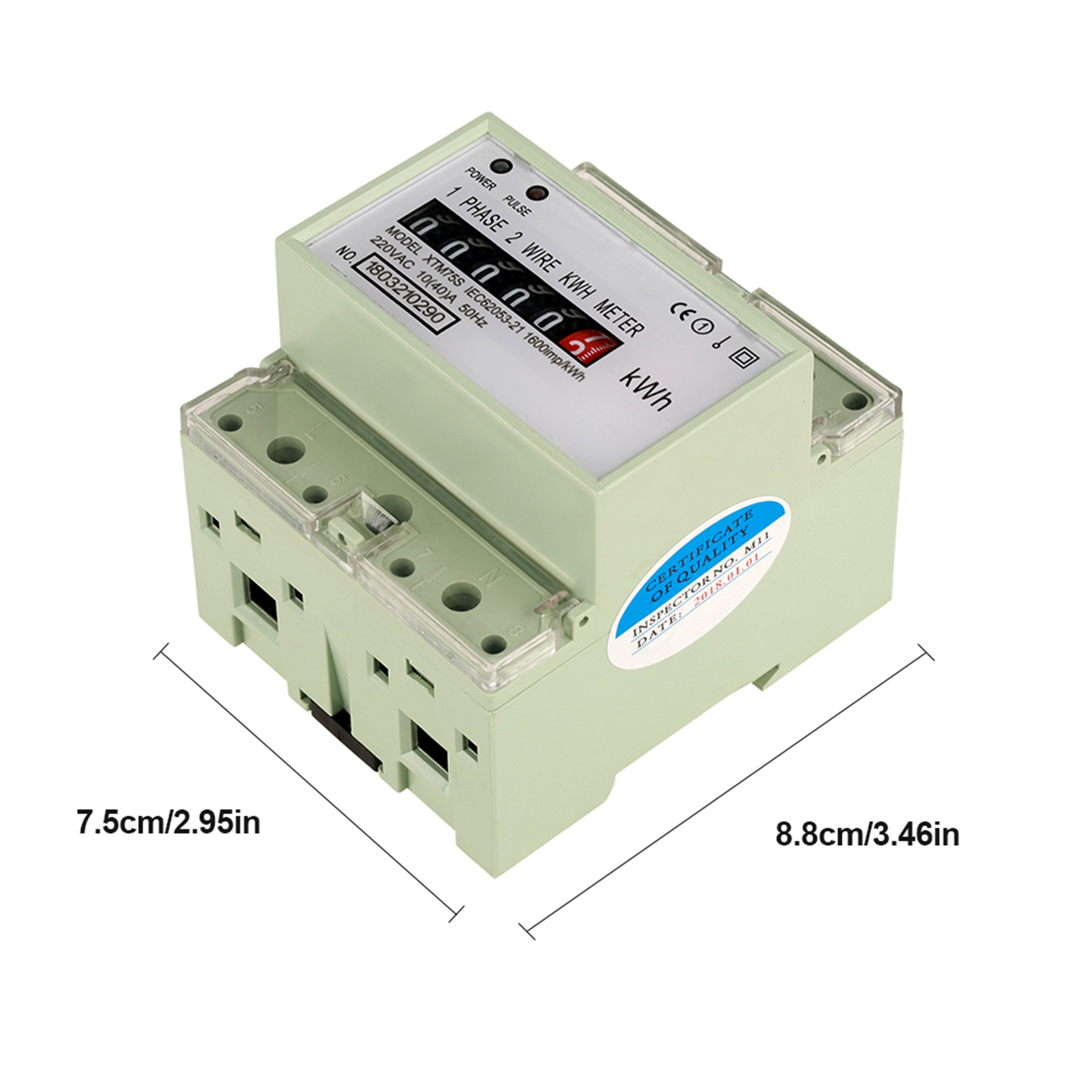 220 V 10(40) A Digitaler 1-phasen-2-leiter-4-poliger Din-schienen-stromzähler, Elektronischer Kwh-zähler