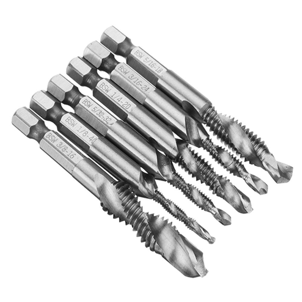 6-teiliger Gewindebohrer-satz, 6 Mm Schaft, 1/8 Zoll, 5/32 Zoll, 3/16 Zoll, 1/4 Zoll, 5/16 Zoll, 3/8 Zoll, Stahl, Vielseitig, Gewindebohrer-werkzeug Zum Bohren