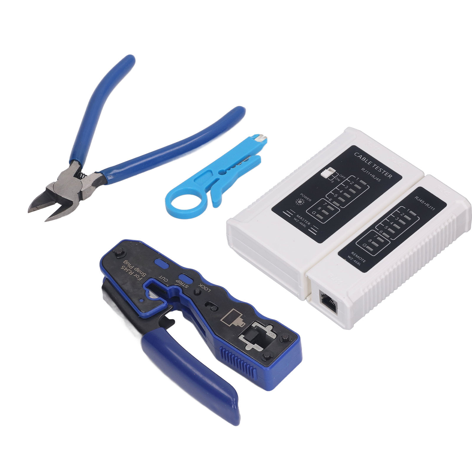 Rj45-crimpwerkzeug-set, All-in-one-crimpwerkzeug Für Ethernet-steckverbinder Mit Durchgangsbohrung Für Cat5e-, Cat6-, Cat6a- Und 8p8c-modularstecker