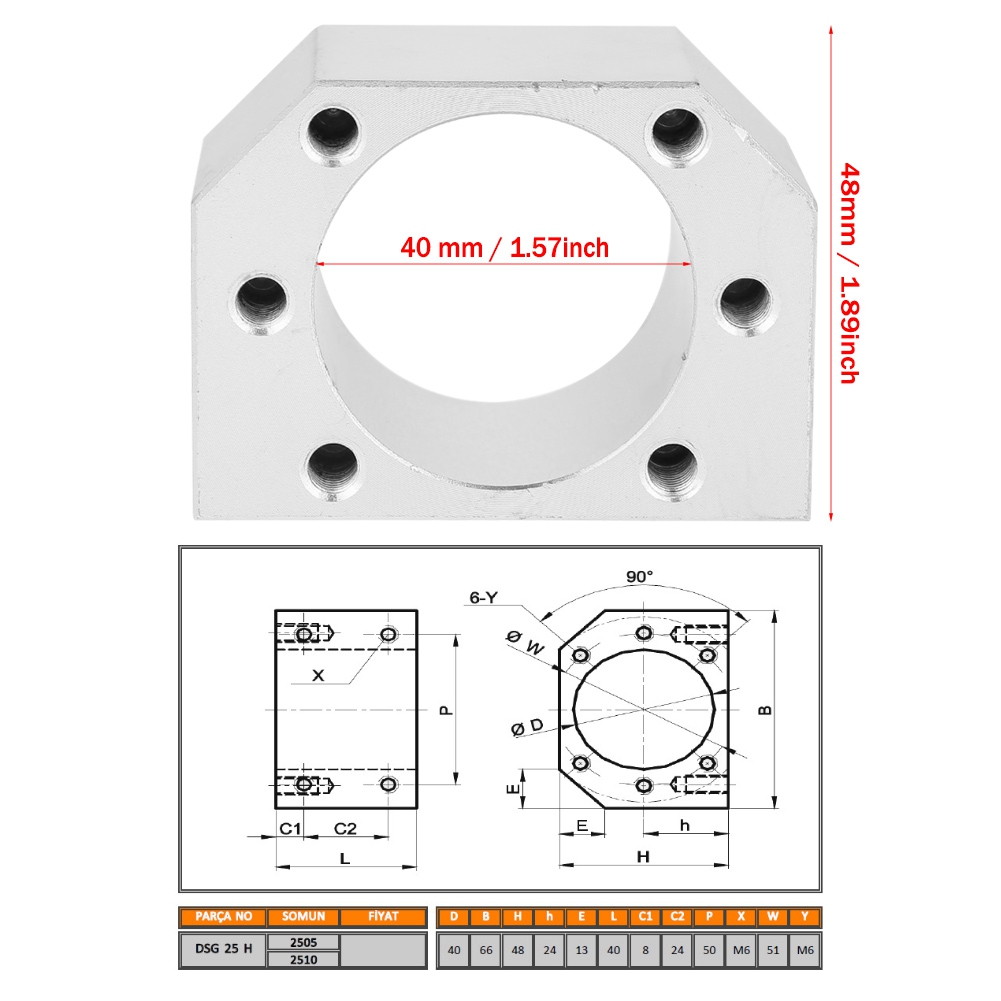 1 Stück Dsg25h Kugelgewindemuttergehäuse-sitz-montagehalterung Für Sfu2505 / Sfu2510