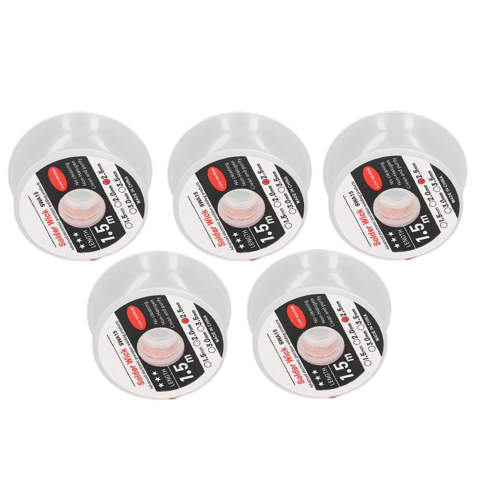 5 Lötlitzen Für Präzises Löten Von Elektronikbauteilen, Keine Reinigung Erforderlich, Minimale Rückstände, 1,5 Meter, 2,5 Mm