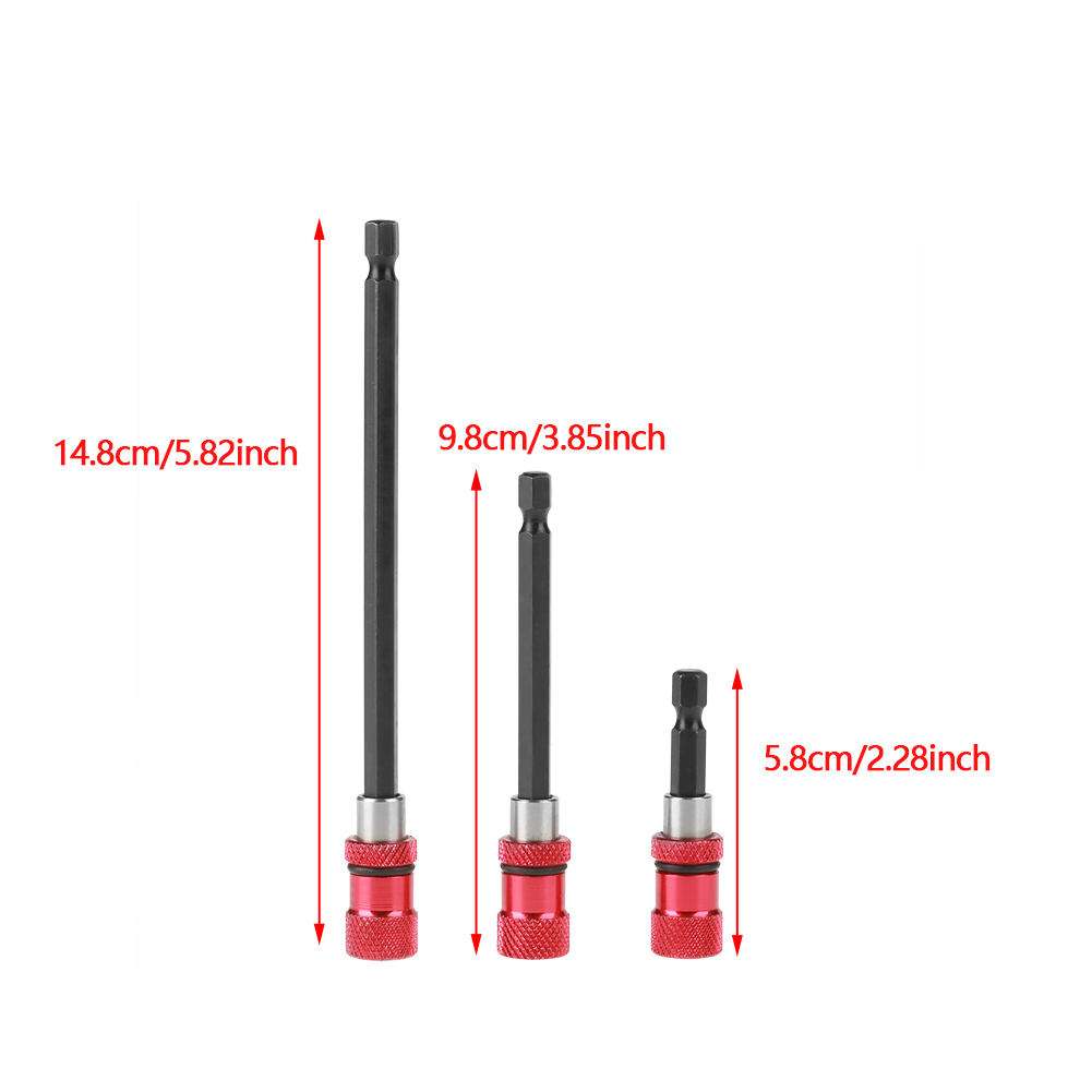 3-teiliges Set Mit 1/4"-sechskantschaft-schnellwechsel-magnetbohrerhalter Und Schraubendreher-verlängerungswelle (60/100/150 Mm)
