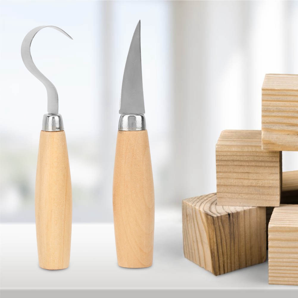 Holzbearbeitungsmesser Aus Edelstahl, Schnitzmesser, Gebogen, Gerade