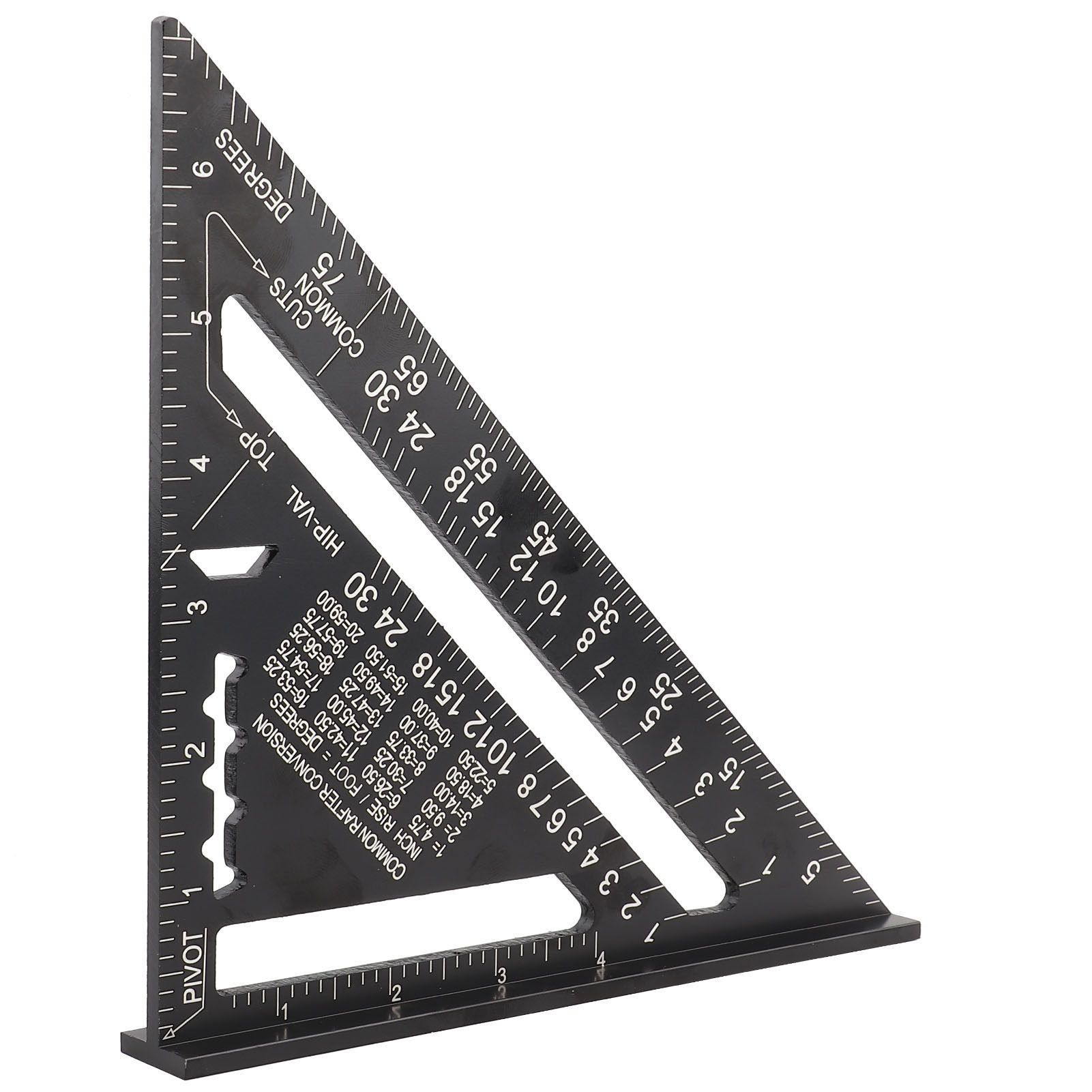 Zoll-metrischer Dreieckswinkelmesser Aus Schwarz Oxidierter Aluminiumlegierung Für Dacharbeiten (imperial)