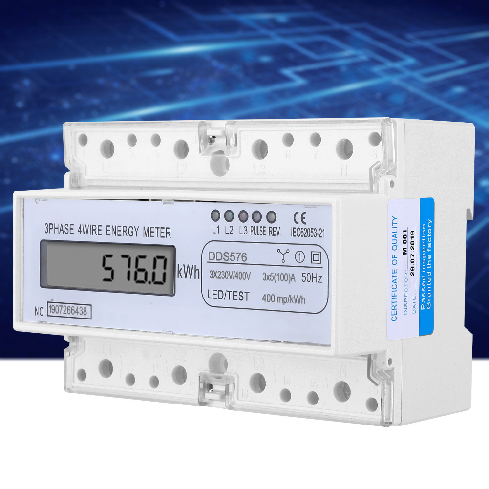 Wattstundenzähler Dds576 Mit Lcd-anzeige, 3-phasig, 4-adrig, 7-polig, 380 V, Stromzähler