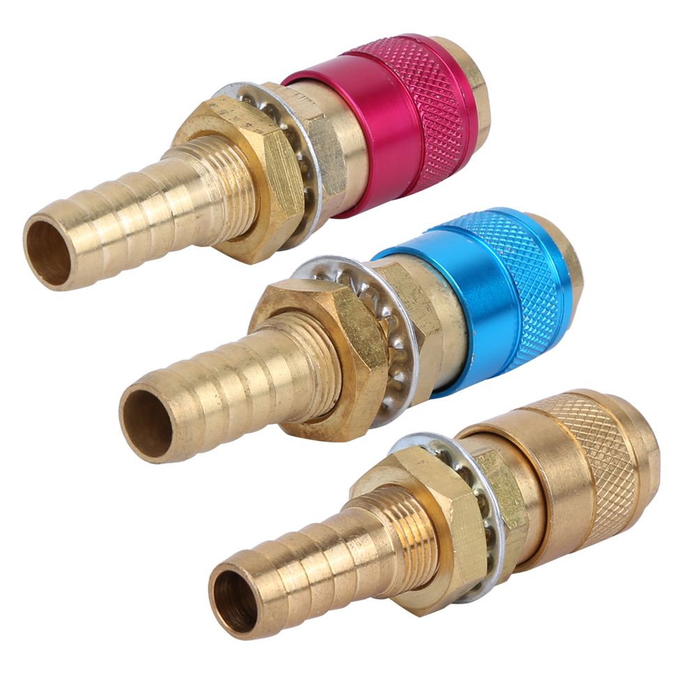 3 Stück M10 Rot+gelb+blau Wasserkühlungs- Und Gasadapter Mit Schnellanschluss Für Wig-schweißbrenner
