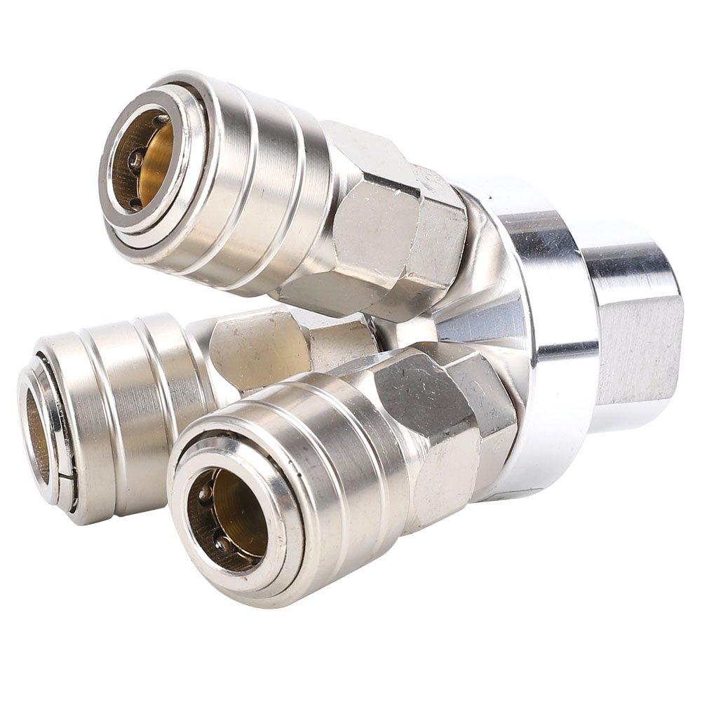 3-wege-schnellkupplung, Edelstahl, Perlvernickelt, Pneumatische Komponente, G1/4-zoll-gewinde