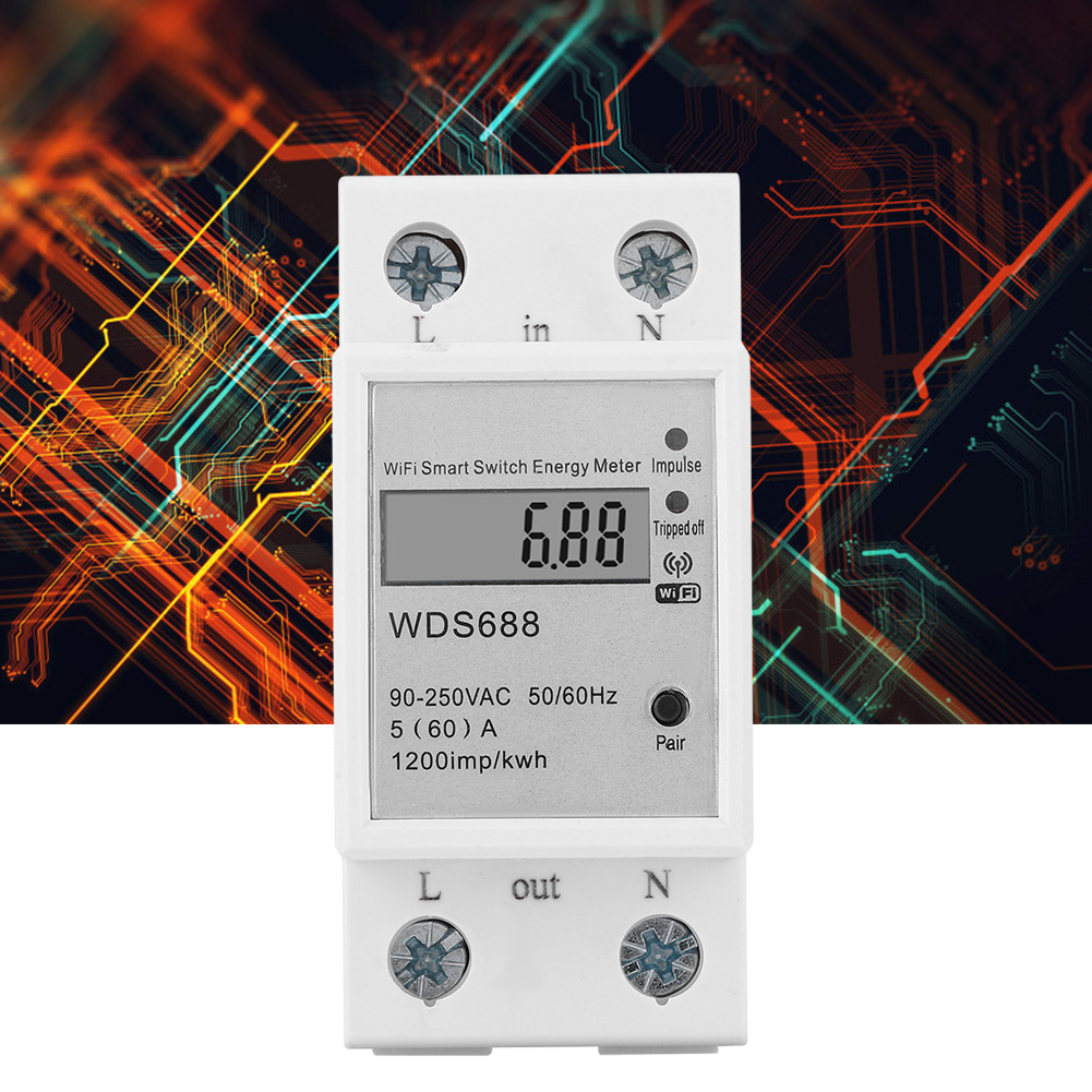 Intelligenter Energiezähler Wds688, Einphasig, Multifunktional, Mit Fernbedienung, Wattmeter, 90–250 V Ac, 5–60 A