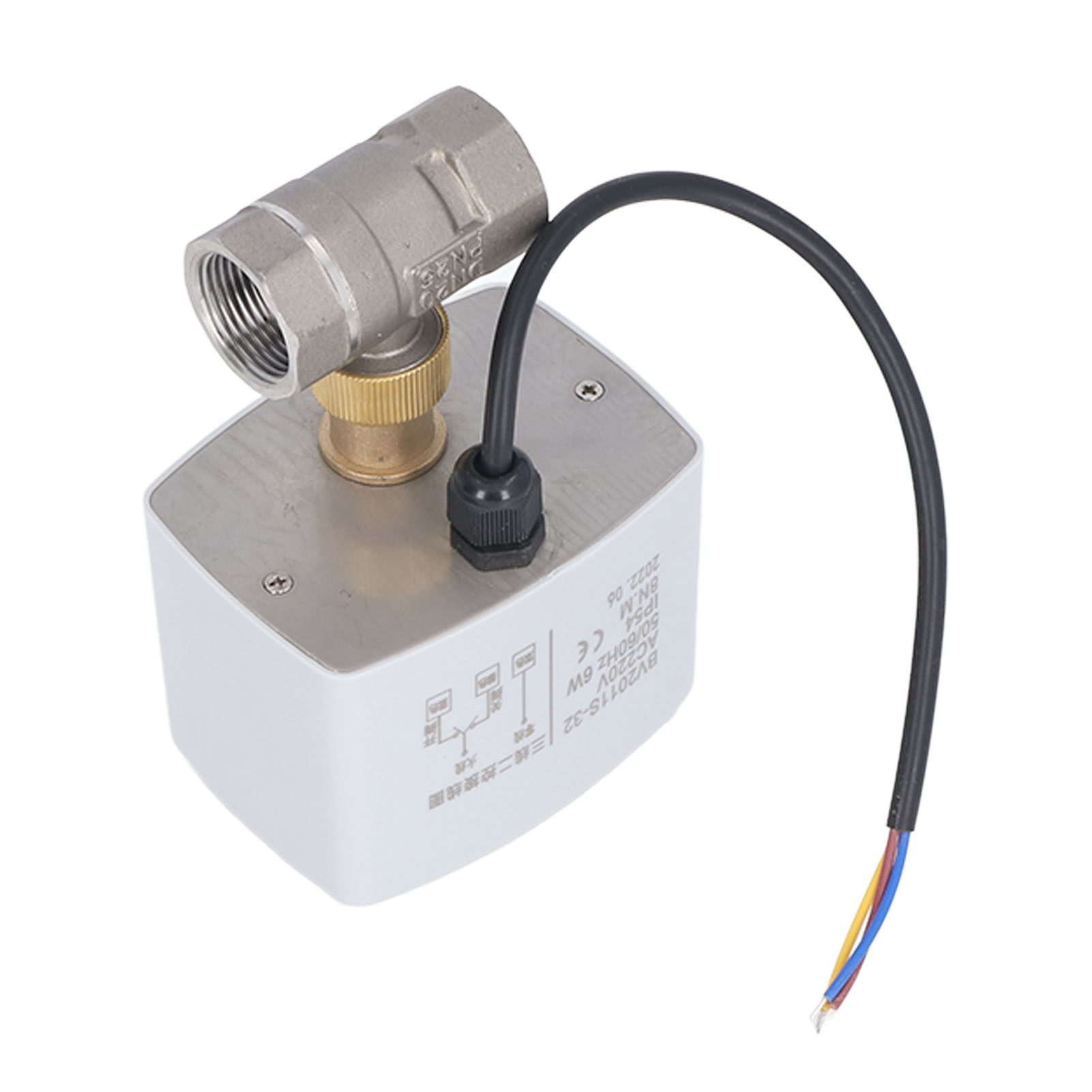Motorisiertes Kugelventil, 3-adrig, 2-wege-verstellbar, Geräuscharm, Edelstahlgehäuse, Dn20, Elektrisches Kugelventil, 3/4 Zoll, 220 V Wechselstrom