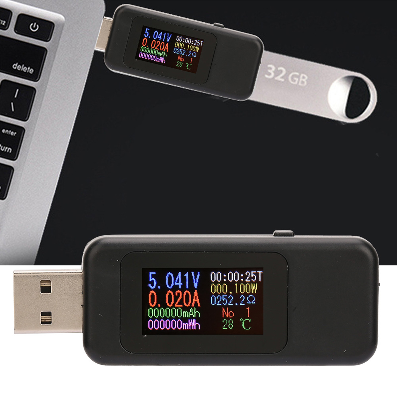 Lcd-display Usb-tester Ladegerät Anzeige Digitales Voltmeter Amperemeter Spannungsmesser Dc4-30v (schwarz)