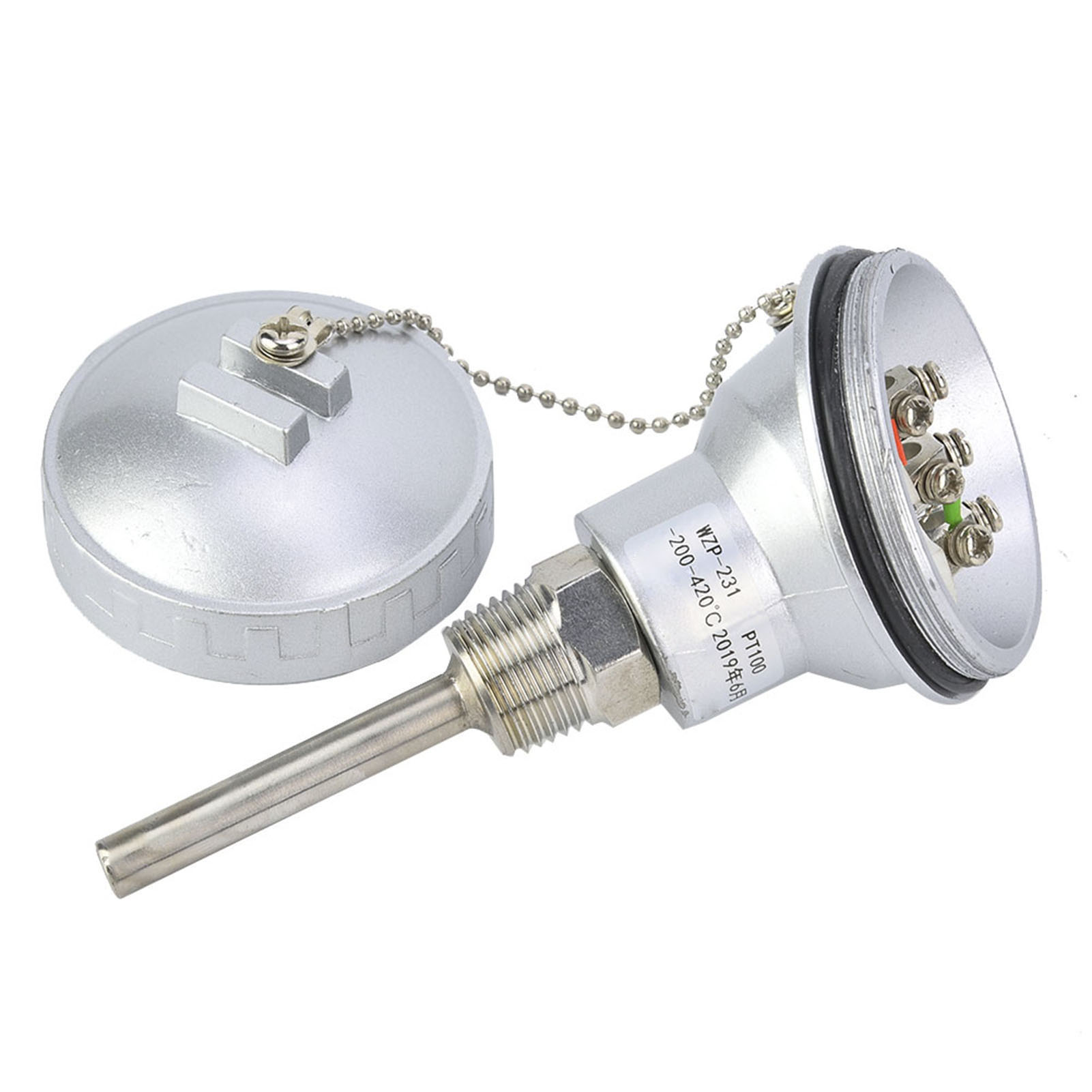 Rtd Pt100 Temperatursensor Mit 1/2" Npt-gewinde Und Thermoelement-anschlusskopf (pt 50 Mm)