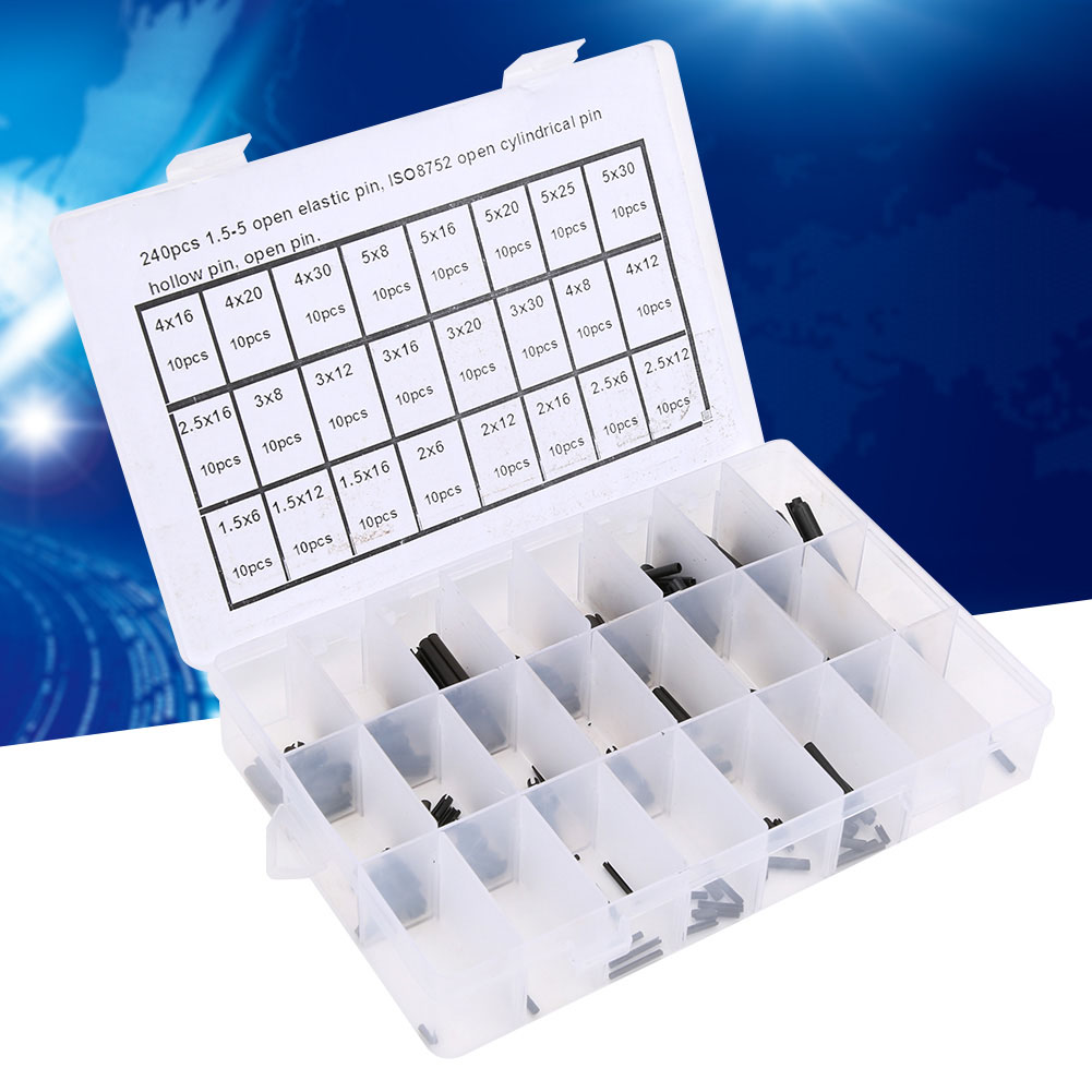 240 Stück Elastische Zylindrische Stifte Aus Kohlenstoffstahl, Hohle Positionierhilfen 1,5–5