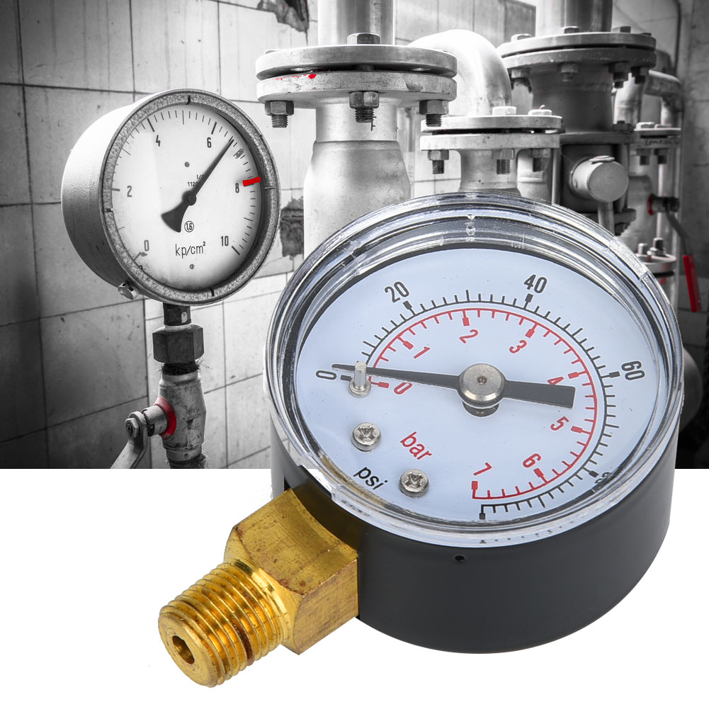 Mechanisches Manometer Mit 1/8" Bspt-anschluss An Der Unterseite Für Luft, Öl Und Wasser (0-100 Psi 0-7 Bar)