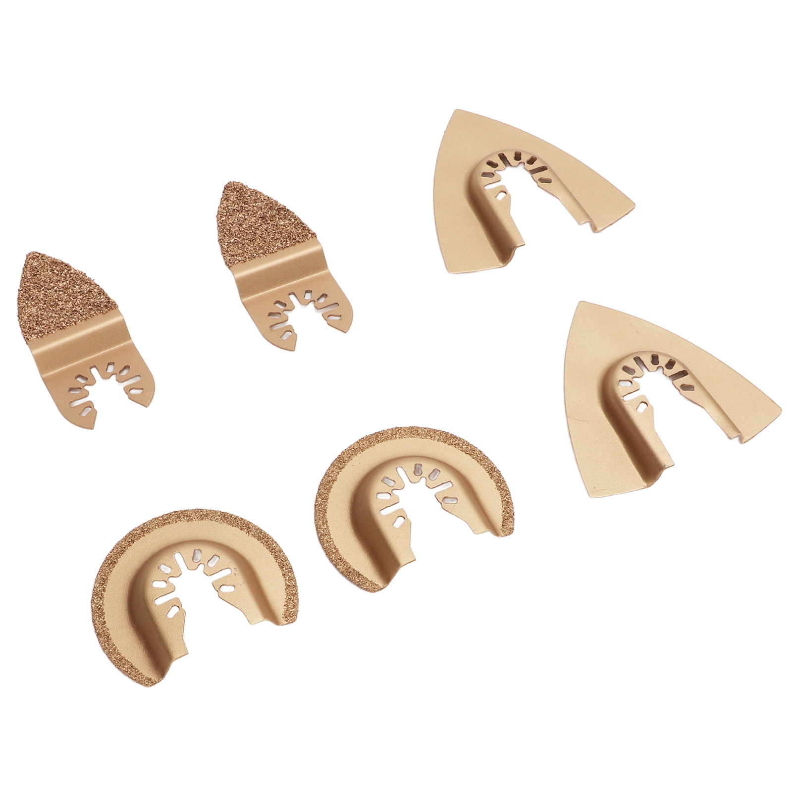 6-teiliges Set Oszillierender Sägeblätter, Universell Einsetzbar, Hartmetall, Sortiert, Halbkreisförmig, Dreieckig, Fingerblätter, Für Fliesen