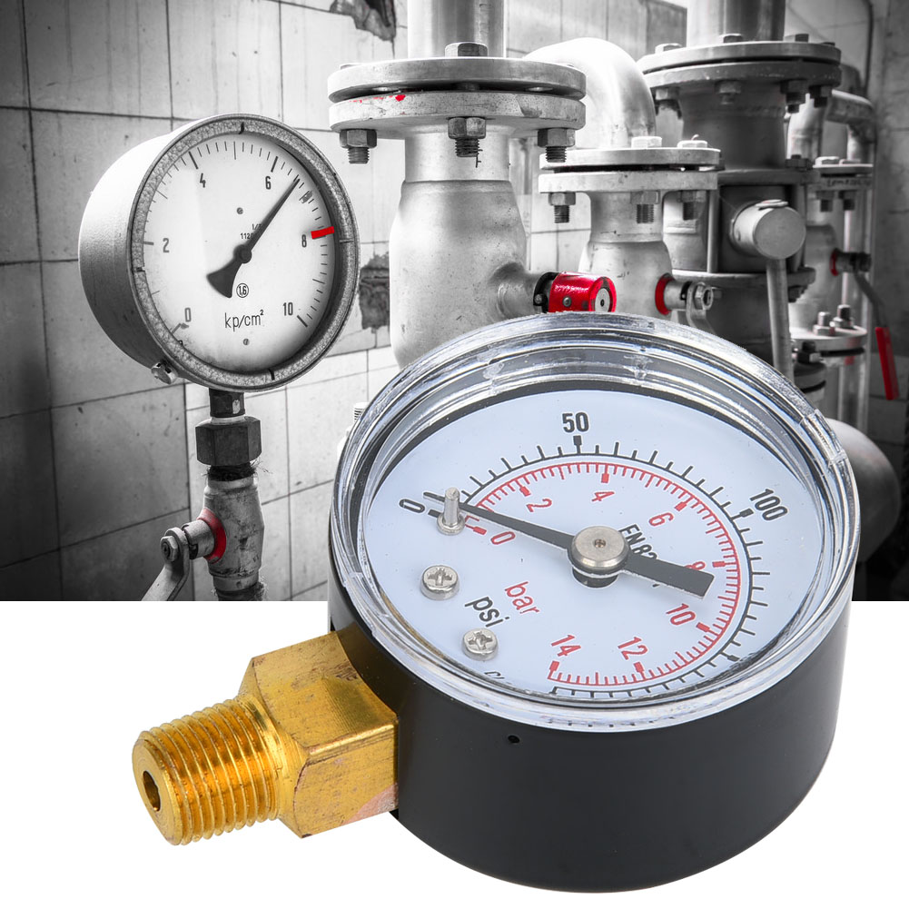 Mechanisches Manometer Mit 1/8"-bspt-anschluss An Der Unterseite Für Luft, Öl Und Wasser (0-200 Psi 0-14 Bar)