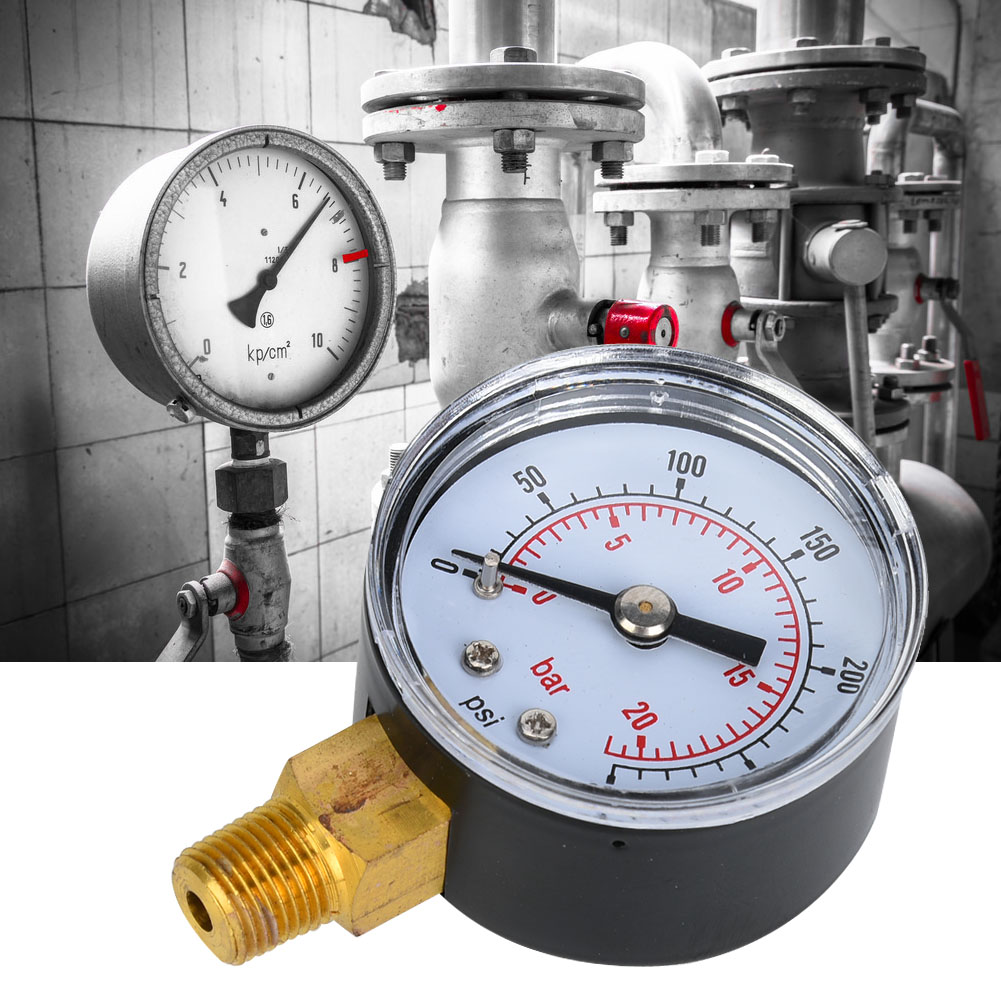 Mechanisches Manometer Mit 1/8"-bspt-anschluss An Der Unterseite Für Luft, Öl Und Wasser (0-300 Psi 0-20 Bar)