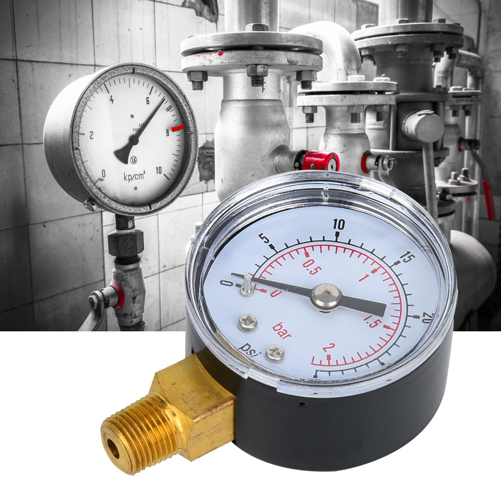 Mechanisches Manometer Mit 1/8"-bspt-anschluss An Der Unterseite Für Luft, Öl Und Wasser (0-30 Psi, 0-2 Bar)