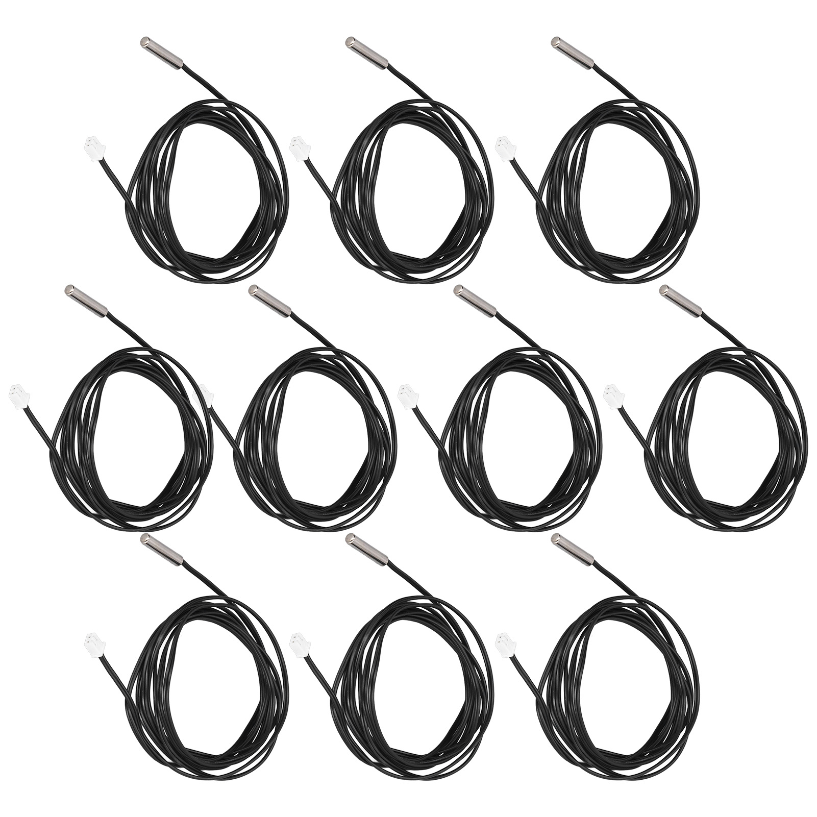 10 Stück Ntc-temperatursensoren, 5 X 25 Mm Zylindrischer Kopf, 2 Meter Kabellänge, 15 Kω, B3950